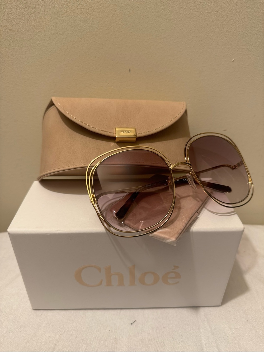 AUTHENTIC Chloé Carlina Oversized Gold Sunglasses CE126S Made in Italy - Picture 12 of 12